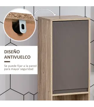 Armario de Baño Alto, Columna de Baño Estrecha con 2 Puertas y 2 Estantes Abiertos, para Espacios Pequeños, 30x24x170 cm, Roble