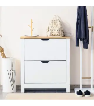 Zapatero de Entrada Recibidor con Cajones Abatibles y Estantes Ajustables para 12 Pares de Zapatos 72x26x80 cm Blanco