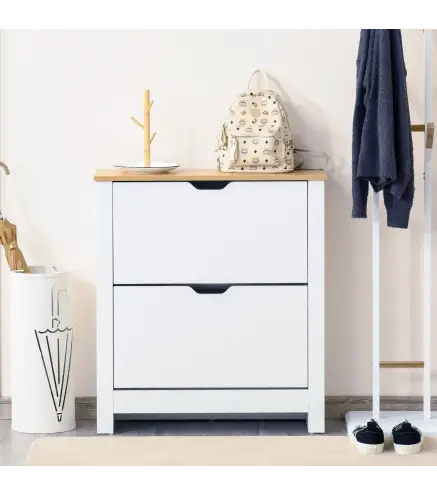 Zapatero de Entrada Recibidor con Cajones Abatibles y Estantes Ajustables para 12 Pares de Zapatos 72x26x80 cm Blanco