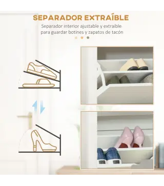 Zapatero de Entrada Recibidor con Cajones Abatibles y Estantes Ajustables para 12 Pares de Zapatos 72x26x80 cm Blanco