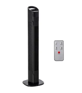 Ventilador de Torre 50W con Mando a Distancia 3 Velocidades Pantalla Temporizador y Oscilante 70° Ø20x78,5 cm Negro