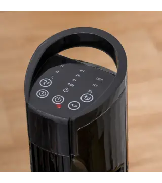 Ventilador de Torre 50W con Mando a Distancia 3 Velocidades Pantalla Temporizador y Oscilante 70° Ø20x78,5 cm Negro
