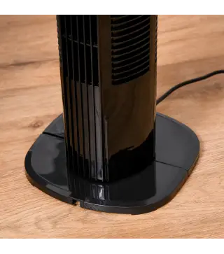 Ventilador de Torre 50W con Mando a Distancia 3 Velocidades Pantalla Temporizador y Oscilante 70° Ø20x78,5 cm Negro