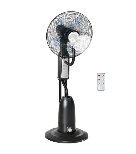 Ventilador Nebulizador Ventilador con Agua Oscilante 90W Control Remoto 3 Modos 3 Velocidades Temporizador Ø44,5x120 cm Negro
