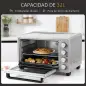 Horno Eléctrico de Sobremesa 32L 1600W con 3 Modos de Calor Temporizador y Temperatura Regulable 52,2x38,1x33,5 cm Plata