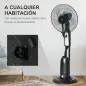 Ventilador Nebulizador Ventilador con Agua Oscilante 90W Control Remoto 3 Modos 3 Velocidades Temporizador Ø44,5x120 cm Negro