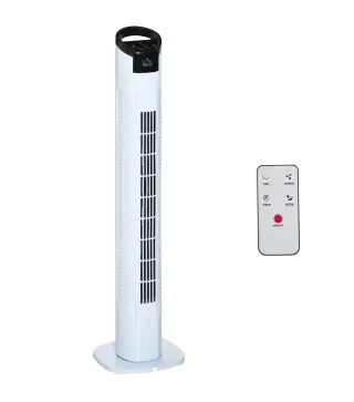 Ventilador de Torre 50W con Mando a Distancia 3 Velocidades Pantalla Temporizador y Oscilante 70° Ø20x78,5 cm Blanco