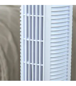 Ventilador de Torre 50W con Mando a Distancia 3 Velocidades Pantalla Temporizador y Oscilante 70° Ø20x78,5 cm Blanco