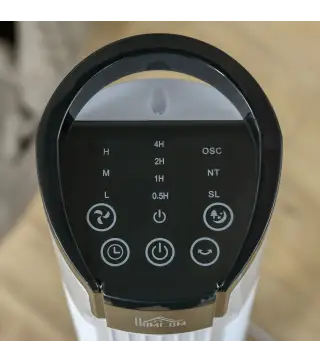 Ventilador de Torre 50W con Mando a Distancia 3 Velocidades Pantalla Temporizador y Oscilante 70° Ø20x78,5 cm Blanco