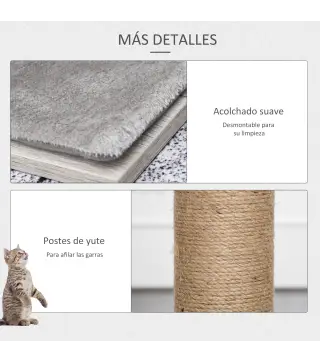 Árbol Rascador para Gatos 67x38,5x114 cm Torre de Escalada de Gatos con Cueva de Madera Múltiples Plataformas y Postes de Rascar