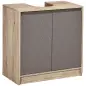 Mueble para Debajo del Lavabo Armario de Baño de Suelo con Puerta Doble y Estante Ajustable 60x30x59,8 cm Roble y Gris