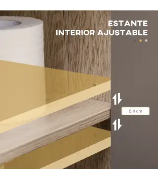 Mueble para Debajo del Lavabo Armario de Baño de Suelo con Puerta Doble y Estante Ajustable 60x30x59,8 cm Roble y Gris