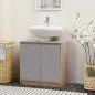 Mueble para Debajo del Lavabo Armario de Baño de Suelo con Puerta Doble y Estante Ajustable 60x30x59,8 cm Roble y Gris