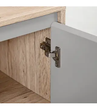 Mueble para Debajo del Lavabo Armario de Baño de Suelo con Puerta Doble y Estante Ajustable 60x30x59,8 cm Roble y Gris