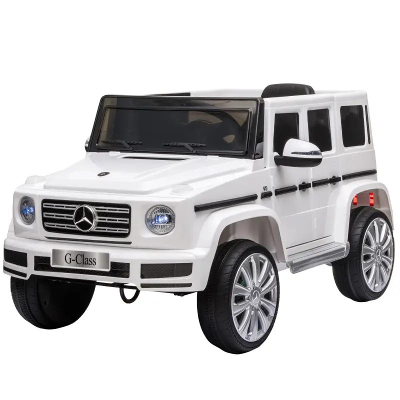 Coche Eléctrico para Niños de Batería 12 V BENZ G500 con Control Remoto Música Bocina 3-5 km/h Carga 30 kg Blanco