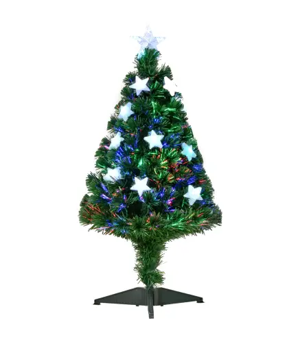 Árbol de Navidad 90cm Artificial Árbol de Pino Decoración Navideña con 12 LED de 3 Colores 90 Ramas Verde PVC