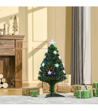 Árbol de Navidad 90cm Artificial Árbol de Pino Decoración Navideña con 12 LED de 3 Colores 90 Ramas Verde PVC