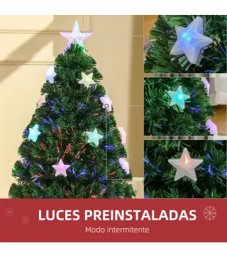 Árbol de Navidad 90cm Artificial Árbol de Pino Decoración Navideña con 12 LED de 3 Colores 90 Ramas Verde PVC