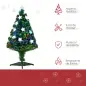 Árbol de Navidad 90cm Artificial Árbol de Pino Decoración Navideña con 12 LED de 3 Colores 90 Ramas Verde PVC