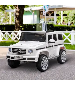 Coche Eléctrico para Niños de Batería 12 V BENZ G500 con Control Remoto Música Bocina 3-5 km/h Carga 30 kg Blanco