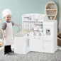Cocina de Juguete de Madera para Niños de +3 Años con 14 Accesorios Separable Cocinita Infantil con Sonido Nevera Microondas Fre