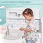 Cocina de Juguete de Madera para Niños de +3 Años con 14 Accesorios Separable Cocinita Infantil con Sonido Nevera Microondas Fre