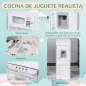 Cocina de Juguete de Madera para Niños de +3 Años con 14 Accesorios Separable Cocinita Infantil con Sonido Nevera Microondas Fre