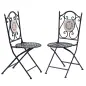 Set de 2 Sillas Plegables de Jardín Bistro Silla Asiento Mosaico para Terraza Balcón Metal Carga 120 kg 50x40x94,5 cm Negro
