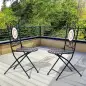 Set de 2 Sillas Plegables de Jardín Bistro Silla Asiento Mosaico para Terraza Balcón Metal Carga 120 kg 50x40x94,5 cm Negro