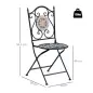 Set de 2 Sillas Plegables de Jardín Bistro Silla Asiento Mosaico para Terraza Balcón Metal Carga 120 kg 50x40x94,5 cm Negro
