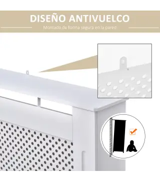 Cubreradiador de MDF Cubierta para Radiador con Listones para Salón Dormitorio Pasillo 151,5x19x82 cm Blanco