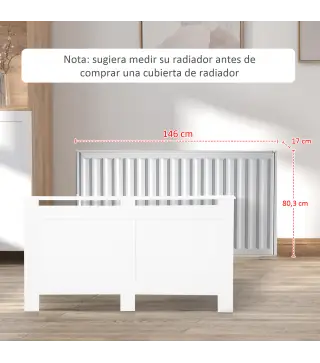 Cubreradiador de MDF Cubierta para Radiador con Listones para Salón Dormitorio Pasillo 151,5x19x82 cm Blanco