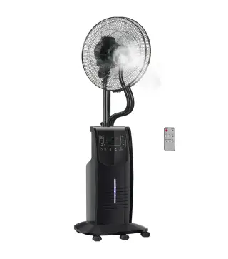 Ventilador de Pie Oscilante con Nebulizador 90W con Control Remoto 5 Aspas Tanque de Agua 3,1 L 44,5x44,5x135 cm Negro