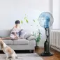 Ventilador Silencioso con Nebulización 90W, Ventilador de Pie de 120cm con 3 Velocidades, Oscilación de 70°, Cabezal Ajustable,