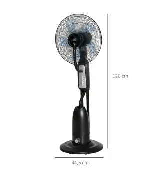 Ventilador Silencioso con Nebulización 90W, Ventilador de Pie de 120cm con 3 Velocidades, Oscilación de 70°, Cabezal Ajustable,