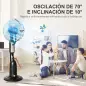 Ventilador Silencioso con Nebulización 90W, Ventilador de Pie de 120cm con 3 Velocidades, Oscilación de 70°, Cabezal Ajustable,