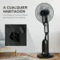 Ventilador Silencioso con Nebulización 90W, Ventilador de Pie de 120cm con 3 Velocidades, Oscilación de 70°, Cabezal Ajustable,