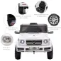 Coche Eléctrico para Niños de Batería 12 V BENZ G500 con Control Remoto Música Bocina 3-5 km/h Carga 30 kg Blanco