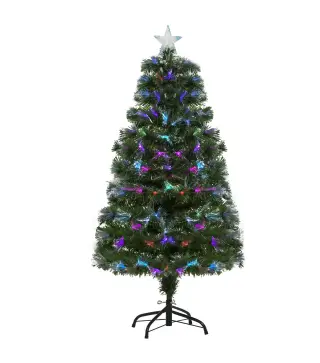 Árbol de Navidad 120cm Artificial Árboles con 130 Luces LED múltiples Colores y Estrella Decorativa Brillante Árbol con Soporte