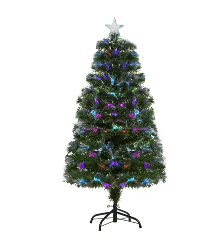 Árbol de Navidad 120cm Artificial Árboles con 130 Luces LED múltiples Colores y Estrella Decorativa Brillante Árbol con Soporte