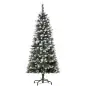 Árbol de Navidad Artificial de 150cm 408 Ramas Bayas y Piñas Puntas Nevadas Decoración Navideña de Interior Verde