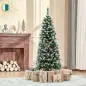 Árbol de Navidad Artificial de 150cm 408 Ramas Bayas y Piñas Puntas Nevadas Decoración Navideña de Interior Verde