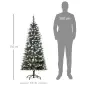 Árbol de Navidad Artificial de 150cm 408 Ramas Bayas y Piñas Puntas Nevadas Decoración Navideña de Interior Verde