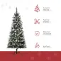 Árbol de Navidad Artificial de 150cm 408 Ramas Bayas y Piñas Puntas Nevadas Decoración Navideña de Interior Verde