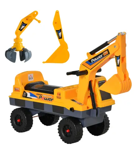 Tractor sin Pedales para Niños de 2-3 Años Excavadora Correpasillos con Pala Delantera Luces Música y Espacio de Alamcenaje Ocul