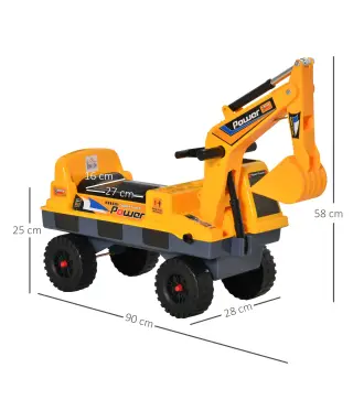 Tractor sin Pedales para Niños de 2-3 Años Excavadora Correpasillos con Pala Delantera Luces Música y Espacio de Alamcenaje Ocul