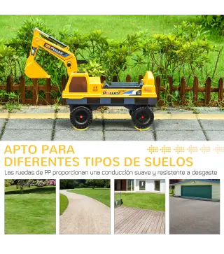 Tractor sin Pedales para Niños de 2-3 Años Excavadora Correpasillos con Pala Delantera Luces Música y Espacio de Alamcenaje Ocul