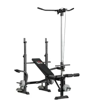 Banco de Pesas Multifuncional Ajustable para Entrenamiento de Cuerpo Entero 180x134x200 cm Plata y Negro