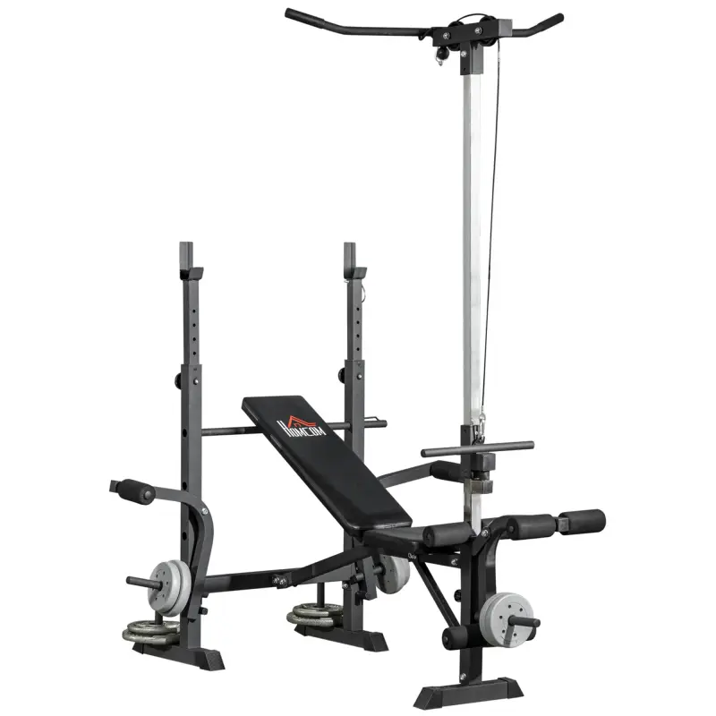 Banco de Pesas Multifuncional Ajustable para Entrenamiento de Cuerpo Entero 180x134x200 cm Plata y Negro