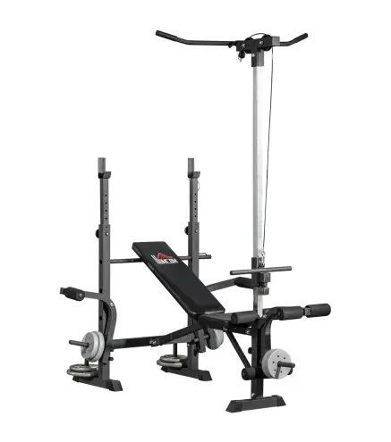 Banco de Pesas Multifuncional Ajustable para Entrenamiento de Cuerpo Entero 180x134x200 cm Plata y Negro
